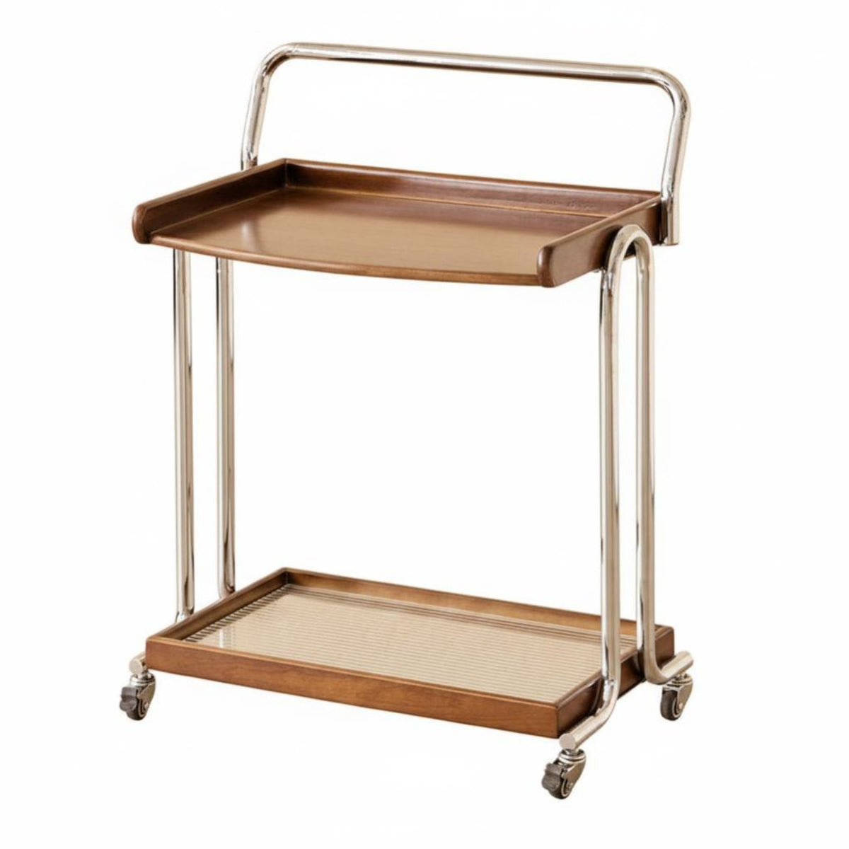 Retro Design Rolling End Table with Magazine Rack On Wheels Mobile Storage Multi-Functional Household Furniture Space-Saving for Design Enthusiasts, Apartment Dwellers, Living Room, Small Areas, Dining Area, Bedroom