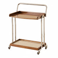 Retro Design Rolling End Table with Magazine Rack On Wheels Mobile Storage Multi-Functional Household Furniture Space-Saving for Design Enthusiasts, Apartment Dwellers, Living Room, Small Areas, Dining Area, Bedroom