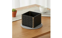 Remote Control Holder Elegant Design Woven Leather Organizer Spacespace-Conserving Accessory