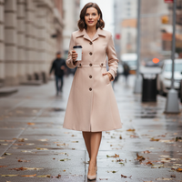 Women's Lapel Wool Blend Slim Fit Blazer Coat