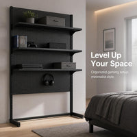 MingTian Perforated Pegboard Standing Shelf Unit for Desk Organization and Display, No-Drill Gaming Setup Storage