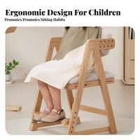 Solid Wood Frame Adjustable Wooden Desk Chair Ergonomic Design Adjustable Desk Chair Low Formaldehyde Student Seat Stable Base for Students, Kids 6-12, Parents, Study Room, Bedroom, Home, Kitchen