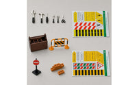 39 Pieces Display Accessories 1/12 Scale Dollhouse Tool Set Printed Signs Miniature Roadwork Set Realistic Design 1/12 Scale Toolbox for Model Displays