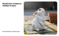 Rabbit Statue Weather-Resistant Resin Rabbit Figurine Detailed Craftsmanship