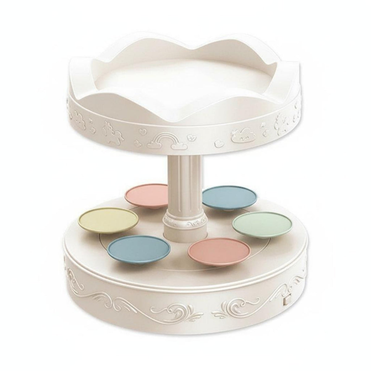 360° Rotation Automatic Rotating Dessert Display Great Gift Idea Rotating Dessert Display Single Button Control Electric Revolving Cake Stand Battery Operated for Children, Birthday Parties, Baby Showers