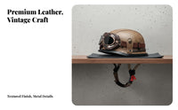Vintage Leather 3C Certified Retro Leather Half Helmet Washable Liner for Motorcyclists Riders, Cruising, Commuting