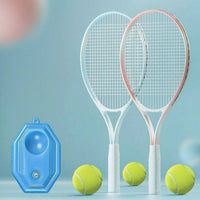 Aluminum-Alloy Rebound Training Racket Wrapped Handle Solo Practice Racket Stringed Solo Tennis Instructor Oval Head