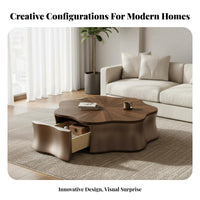 2 Pieces Minimalist design nimbus and leaf Table set Asymmetrical Shape cumulusShaped Accent Table set Storage Drawer Nesting Tables Rounded Corners for Design aficionados, Families with Children, Living Room, Lounge Area, Small Spaces, Bedroom