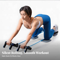 4 Wheel Abdominal Wheel Silent Function Abdominal Exercise Wheel Foldable Press-up Stand Non-Slip Grip 2 in 1 Midsection Fitness