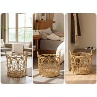 Handwoven Rattan Basket Airy Rattan Basket with Handles Versatile for Bedroom