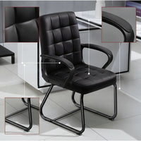 High Back Sled Base Chair Comfortable Tufted Office Chair Sturdy Furniture Low-Maintenance for Students, Study Corner