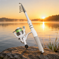 Kids Telescopic Fishing Rod 1.6m White Fiberglass Lure River Fishing