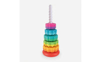 Rotate Rainbow Stacking Column Smooth-Edged Rotating Stacker Interlocking Stacking Toy with Spiral Post Textured for Toddlers, Babies, Playroom, Classroom