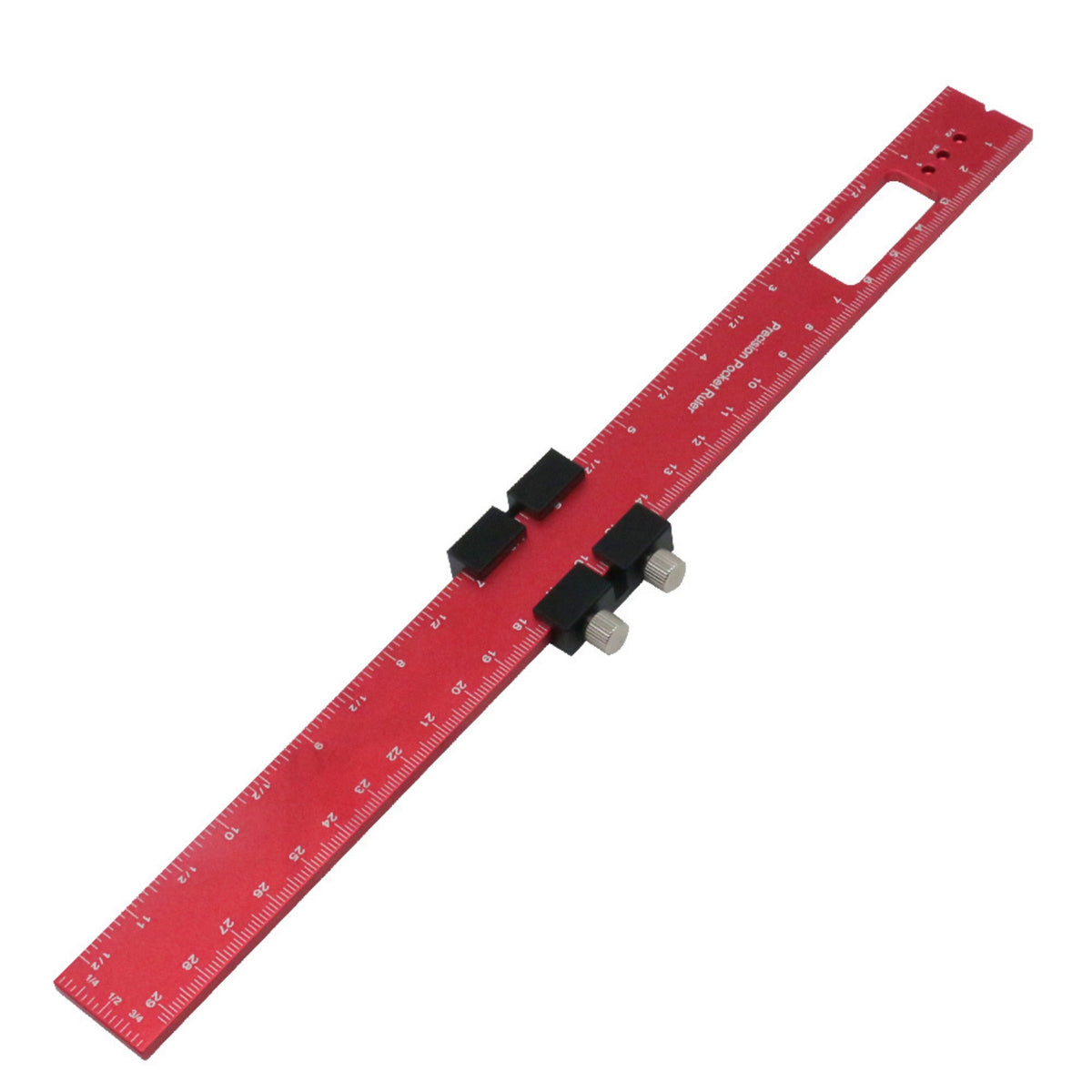 Engraved Measurements Woodworking Marking Ruler Metal Tightening Knobs Angle Marking Ruler Anodized Red Hand Tool Rectangular Cutout for DIYers