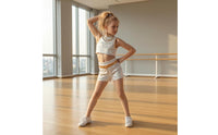 Cosplay Performance Outfit Shiny Short Top and Shorts Set with Belt Gleaming Costume for Children