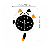 Cartoon Timepiece Clock Lightweight Cartoon Cat Clock Noiseless Mechanism Home Decor for Kids, Nursery