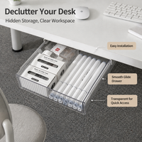 Under Desk Drawer Organiser, Automatic Large PP Storage, 24x21.3x6.5cm Office Desk Solution, Space Saving Home Office