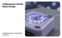Aurora Projection Vinyl Player Design Light Display Unit Water Wave Effect Multifunction Speaker Timepiece Multifunctional Night Light Multi-Functional for Gift Givers, Young Adults, Bedroom, Relaxation, Parties, Living Room