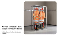 Stainless Steel Turnout Gear Rack Rust Resistant Firefighter Gear Rack Heavy Duty Fire Station Equipment Stand for Firefighters, Emergency Responders