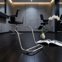Steel Footrest Bracket Curved Barber Chair Footrest Replacement Foot Rest Chrome Finish Salon Hardware Rubber Feet