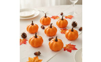 8 Pieces Carved Pumpkin Prop Autumn Faux Pumpkin with Stem Decorative Artificial Pumpkins for Photographers, Christmas