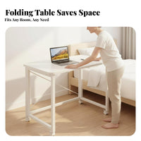 Foldable Folding Computer Desk With Wheels Mobile Computer Desk Easy Assembly Rolling Bedside Table Installation-without Cost for Students, Telecommuting Workers, Apartment Dwellers, Bedroom, Dorm Room, Small Areas