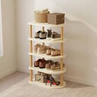 Space Saving Multi-Tier Shoe Rack Easy Assembly Freestanding Shoe Shelf Rounded Corners for Entryway