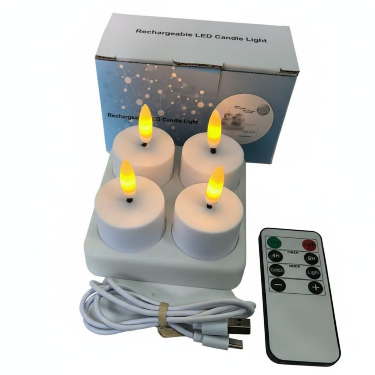 Flickering Effect LED Tea Light Set with Charging Base No Dripping Melt Rechargeable LED Tea Lights Safe Flameless Candle Set with Wireless Controller Timer Function for Christmas, Home Decor, Wedding, Restaurant