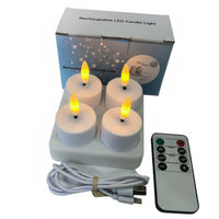Flickering Effect LED Tea Light Set with Charging Base No Dripping Melt Rechargeable LED Tea Lights Safe Flameless Candle Set with Wireless Controller Timer Function for Christmas, Home Decor, Wedding, Restaurant
