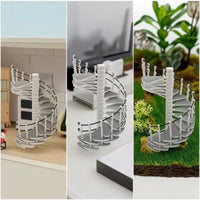 Rotating Dollhouse Staircase with Handrail Architectural Spiral Staircase Compact Model Round for Hobbyists