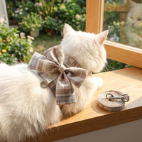 Plaid Harness and Pet Vest Set, Polyester JK Pattern Cat Vest for Small Pets, Non-Retractable Harness Leash for Pet Walking and Cat Walking