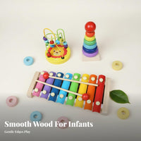 Hand-Eye Coordination Wooden Bead Maze Develops Fine Movement Skills Bead and Wire Maze Toy Color & Shape Recognition for 1-3 Year Olds