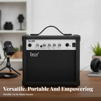 Metal and Wood Cabinet Portable Guitar Amp Carry Handle Guitar Practice Amp Headphone Jack Audio Equipment