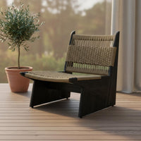 Teak Rattan Chair Balcony Friendly Teak Rattan Accent Chair Outdoor Furniture Handwoven Artisanal for Terrace, Guesthouse
