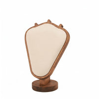 Walnut-Tone Wooden Necklace Display Stand Three Hooks Necklace Display Stand Two-sidedSided Wooden Jewelry Bust Decorative Front Panel