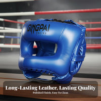 Cheek and Chin Protection Full Face Boxing Headgear Adjustable Fit Training Helmet with Nose Guard Shock Absorbing Padding Muay Thai Head Protector Tear Resistant PU Leather for Professionals, Trainees, Beginners, Competition, Gym, Dojo