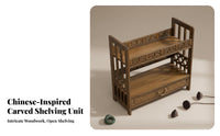 Antique design Miniature book storage unit with Drawers Chinese Design space-efficient Bookstand Multi-Functional Desktop Shelf Space-Saving for Office Workers, Home Decor aficionados, Study Room, Bay sill, Countertop, Kitchen