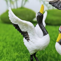 Simulation Micro Landscape Crane Ornament Lifelike Bonsai Crane Decoration for Planter, Fairy Garden, Desktop