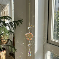Crystal Prism Suncatcher, Heart Sun Catchers Indoor Window Rainbow Maker, 44cm Hanging Suncatcher for Good Energy Charm