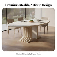 Oval Marble Dining Table European Design Minimalist Marble Surface Table Luxurious and Grand Household Furniture for Homeowners, Families, Villa