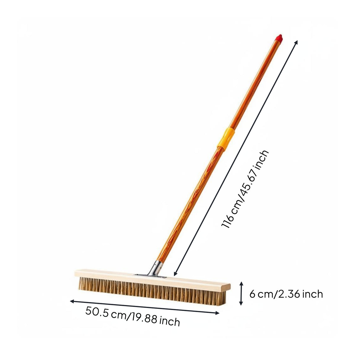 Long Handle Scrub Brush Copper-Plated Bristles Wire Floor Brush
