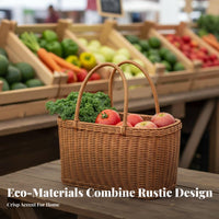 Imitation Rattan Handbasket Easy to Clean Woven Basket with Handles Waterproof