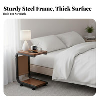 With casters C-Shaped Rolling Table Space-Saving Rolling C-Shaped Table Minimalist Design Household Furniture Multi-Functional for Home Office Workers, Apartment Dwellers, Homeowners, Living Room, Bedroom, Small areas