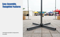 Heavy-Duty Folding Cross-Shaped Base Stable Support Cross Brace Holder Weight Bag Compatible Umbrella Stand Adjustable Pole Grip for Homeowners, Vendors, Business Owners, Backyard, Terrace, Outdoor Market, Poolside