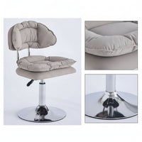 Height-Adjustable Swivel Vanity Chair Padded Swivel Stool with Backrest Cushioned Vanity Chair High-Density Foam for Makeup Room