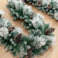 Snow Flocked Garland Pre-Decorated Snow Flocked Holiday Garland Full and Full House Decoration for Window Display, Doorway, Mantelpiece