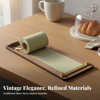 Wooden Memo Board with Clip Retro-Style Paper Roll Holder with Board Rustic Note Paper Dispenser for Cafes, Studios, Study Areas