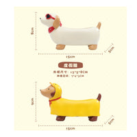 Painted Finish Resin Dachshund Pot Exposed Cavity Dachshund Planter Standing Legs Desktop Planter Small Plants for Desk
