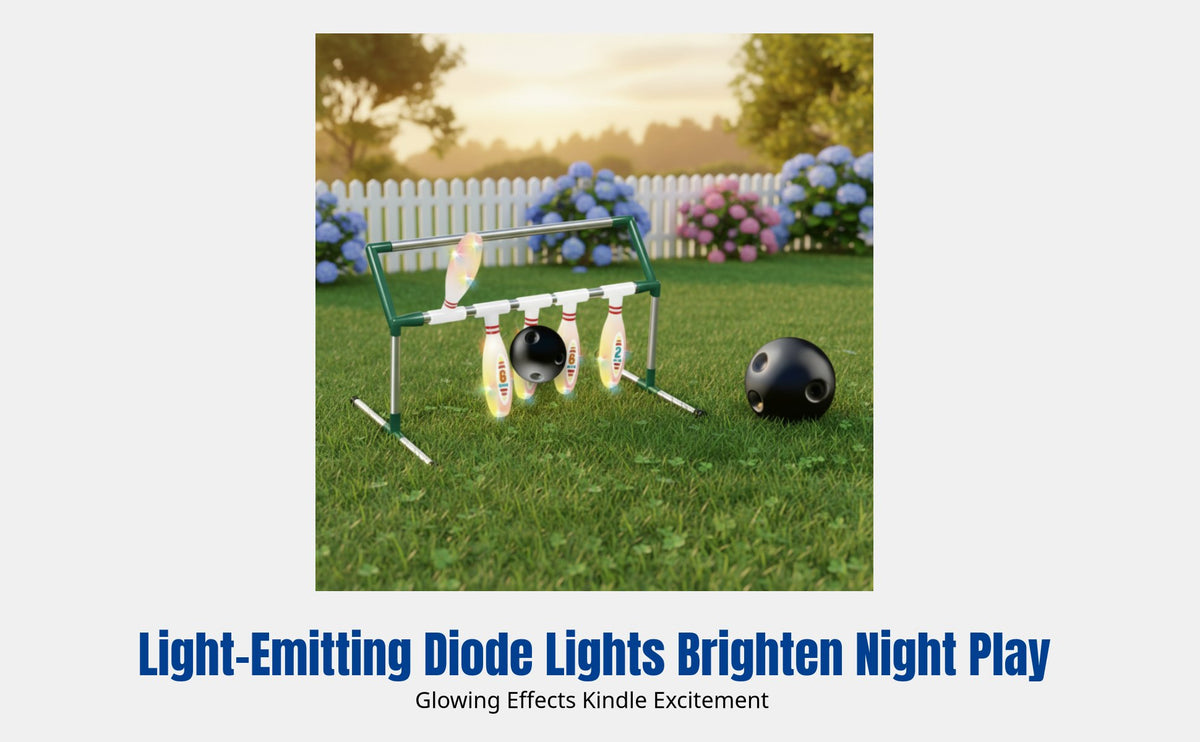 Kids Electric Light-Up Bowling Set, Outdoor Sports Toy, Multi-Play Sandbag Toss Game