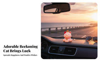 Lucky Cat Figurine Creative Gift Welcoming Feline Statue Auspicious Miniature Kitten Figure for Drivers, Collectors, Home Desktop, Cake Topper